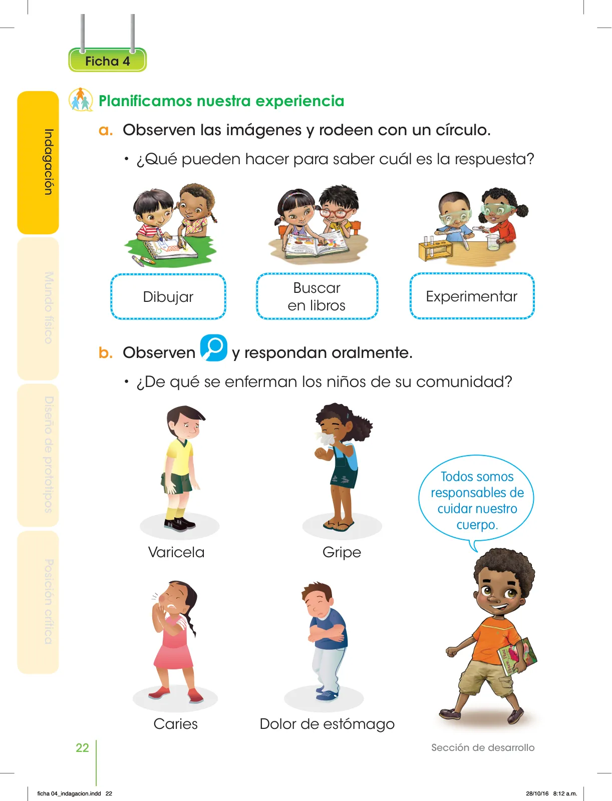 Página 3 de Cuaderno de fichas Ciencia y Tecnología. Primer grado de Primaria. Las enfermedades y su cuidado · 2017