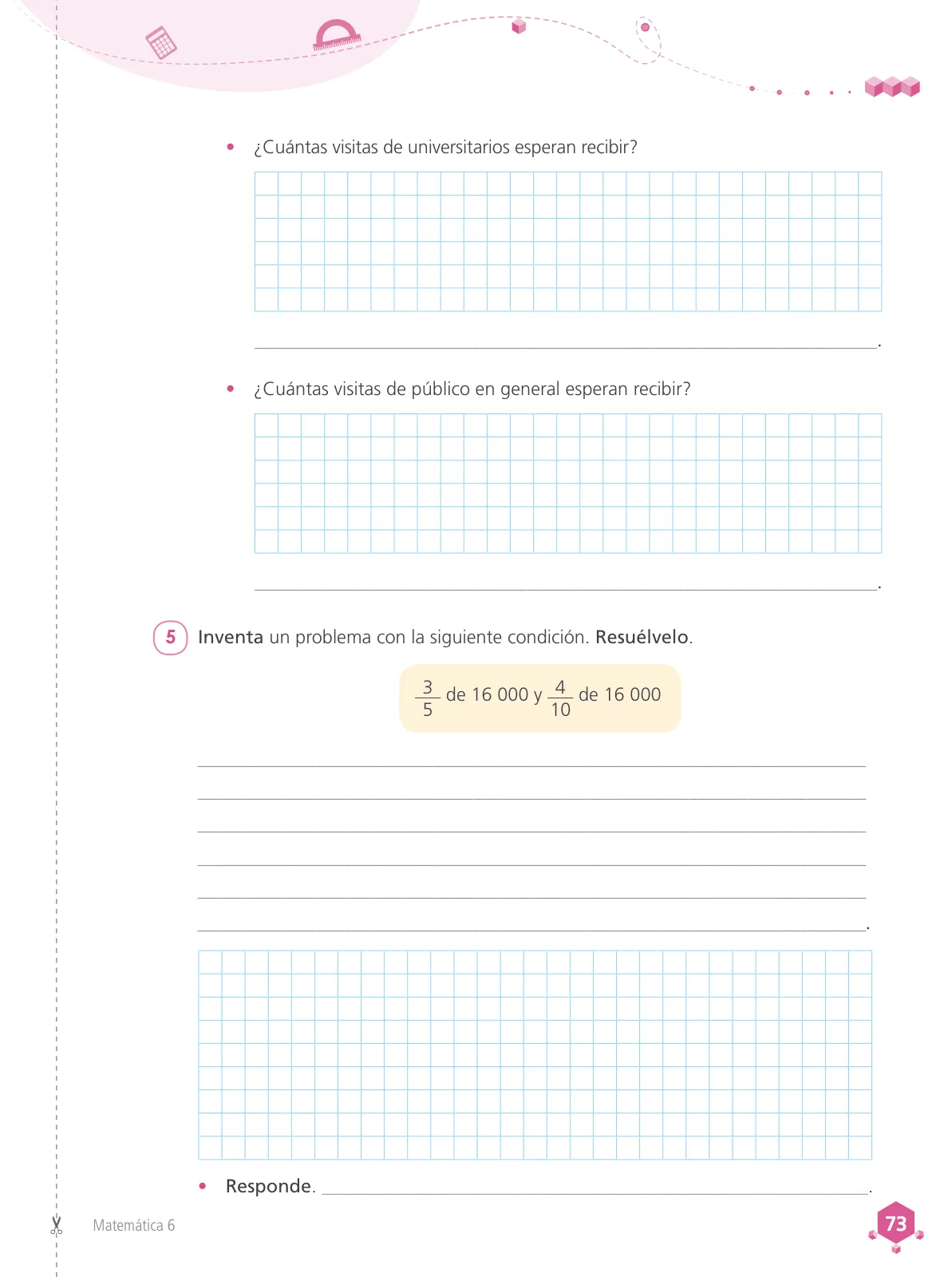 Página 75 de Matemática 6 : cuaderno de trabajo para sexto grado de Educación Primaria 2019 · 2019