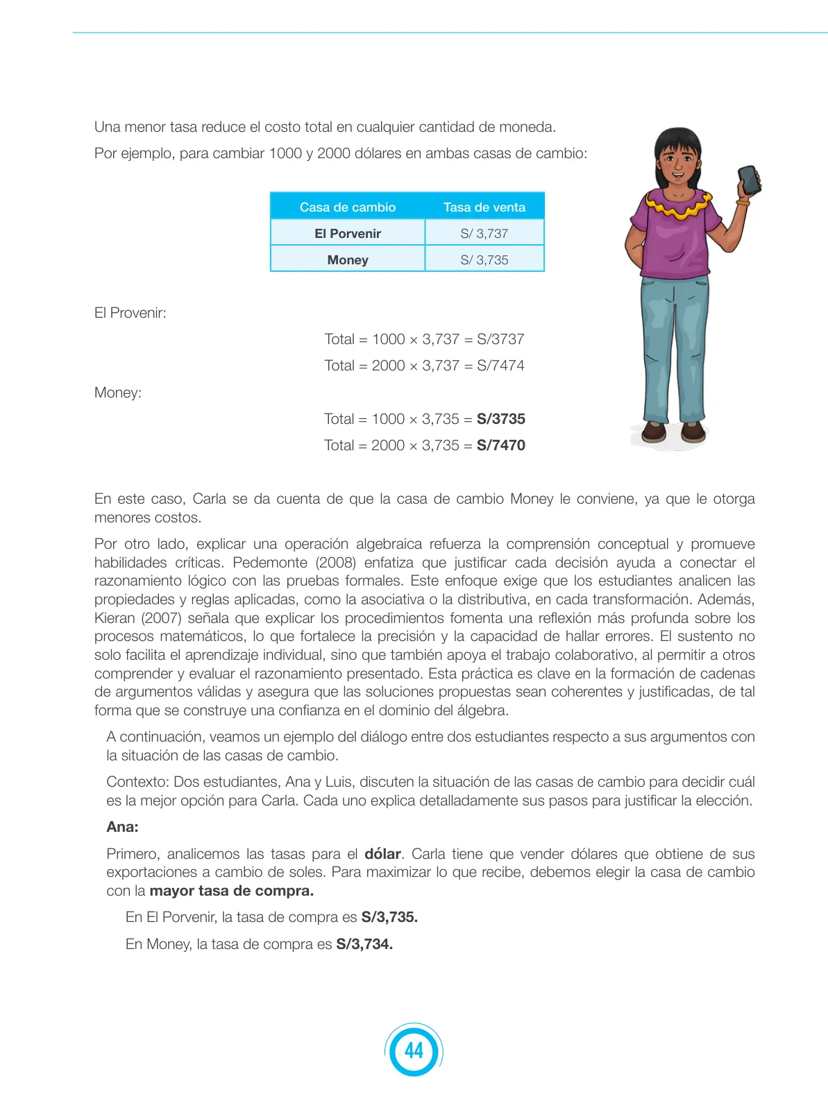 Página 44 de Fascículo para el desarrollo de la competencia Resuelve problemas de regularidad, equivalencia y cambio · 2024
