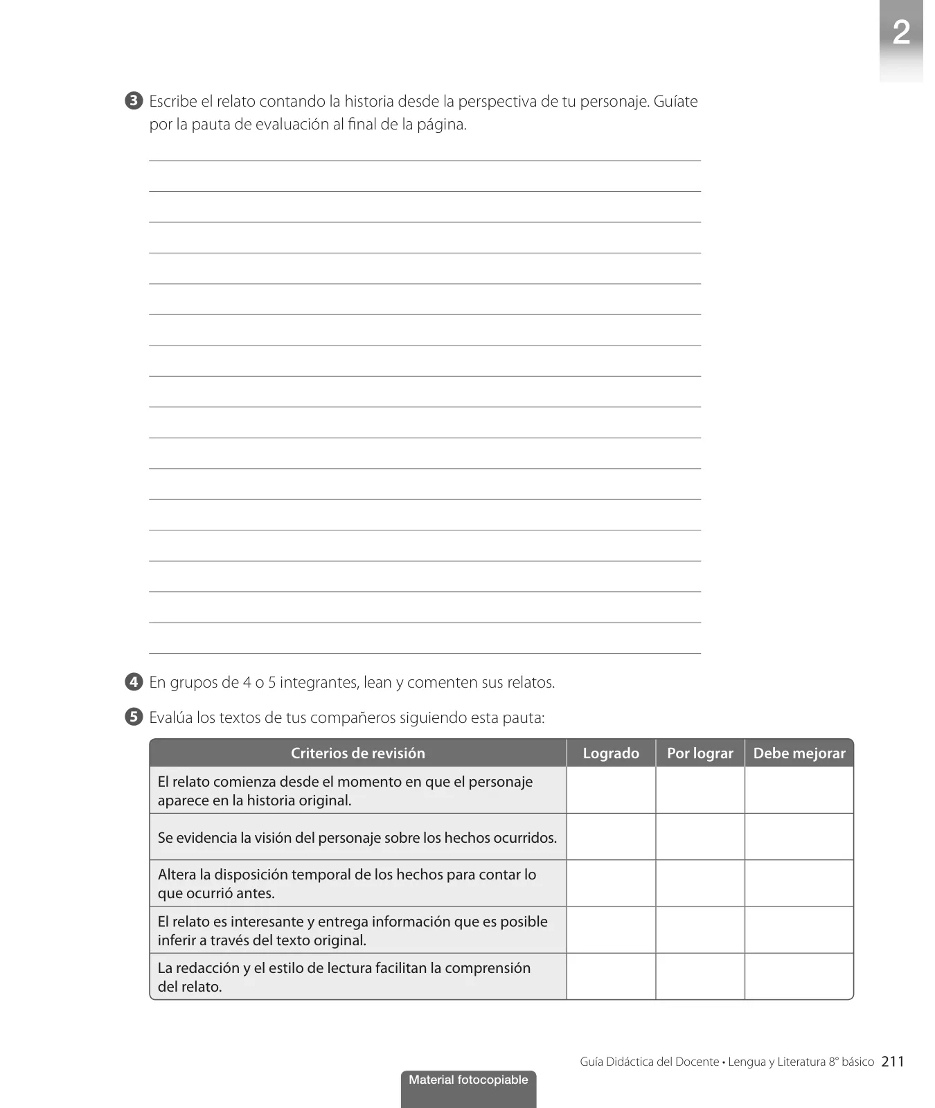 Página 213 de Lengua y Literatura – Octavo Básico | Texto del Estudiante MINEDUC – Descargar PDF · 2024