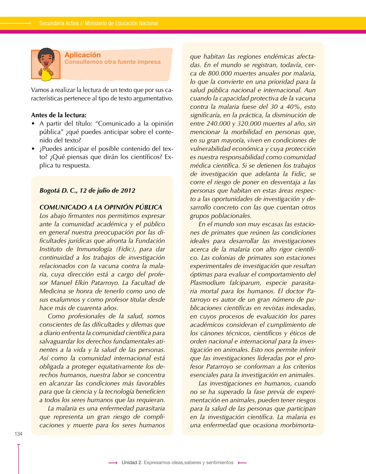 Página 134 de Lenguaje 9° · Secundaria Activa