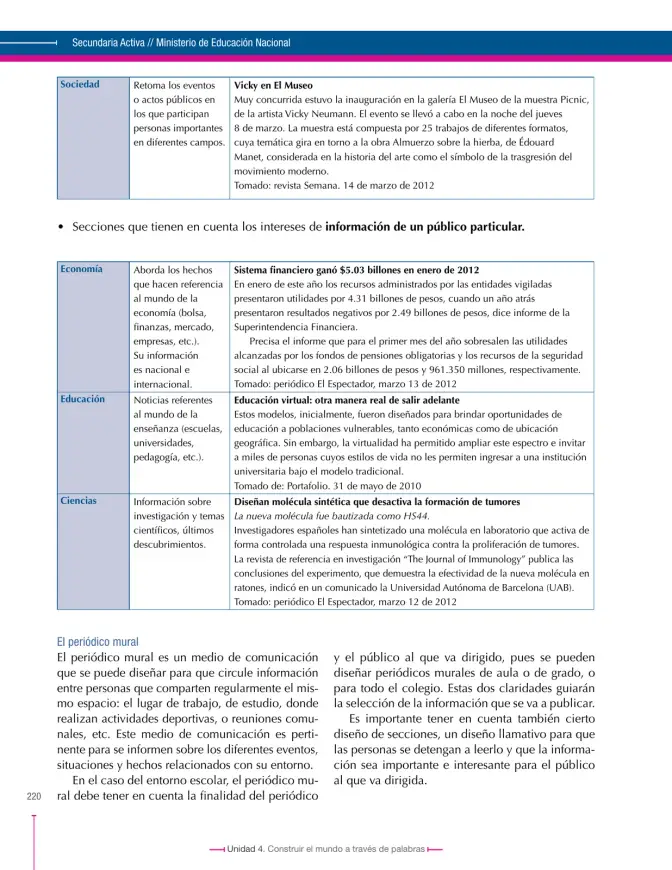 Página 220 de Lenguaje 6° · Secundaria Activa