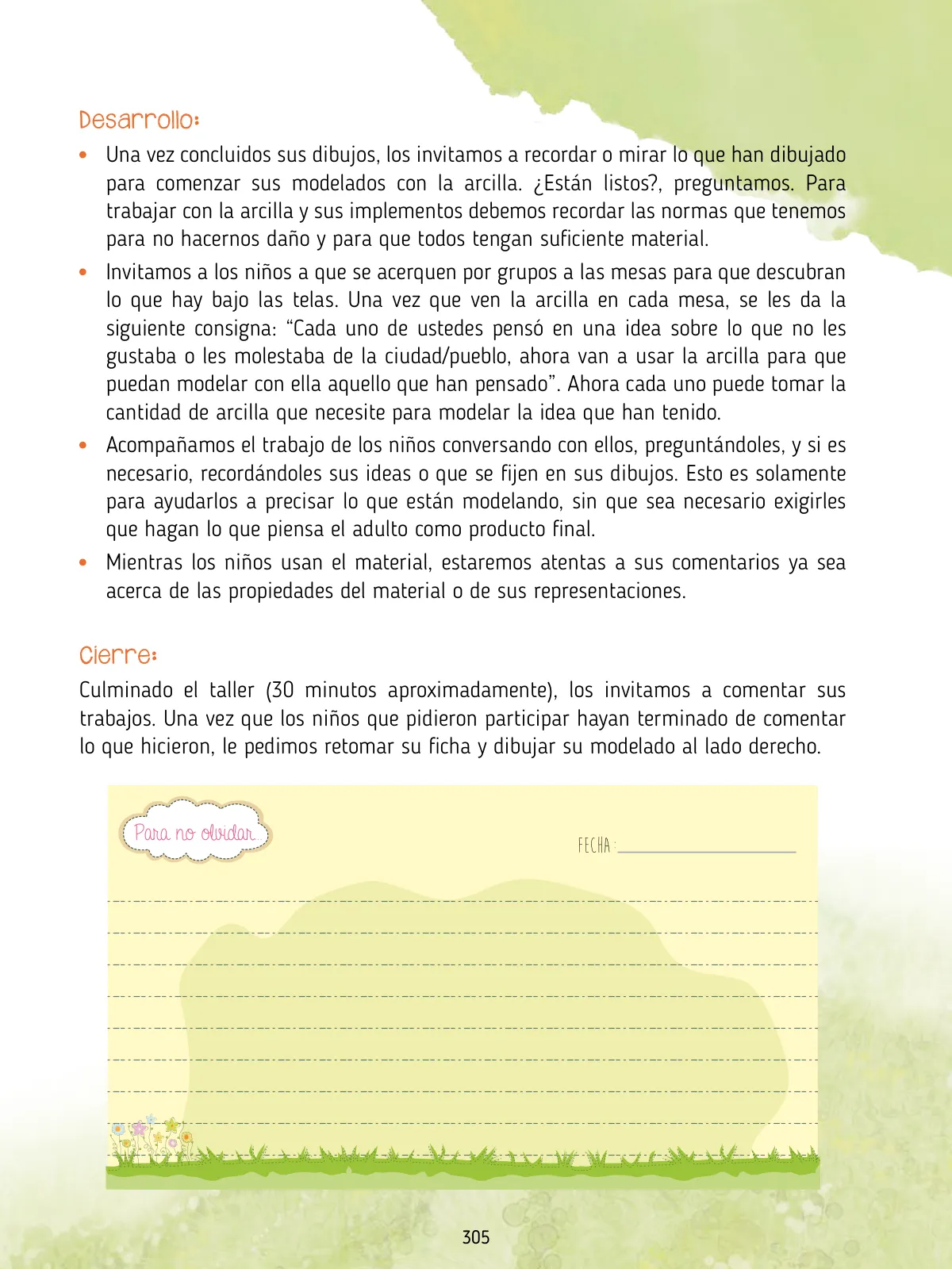 Página 307 de Agenda pedagógica 2017-2018 para docentes de II Ciclo de Instituciones de nivel de Educación Inicial · 2017