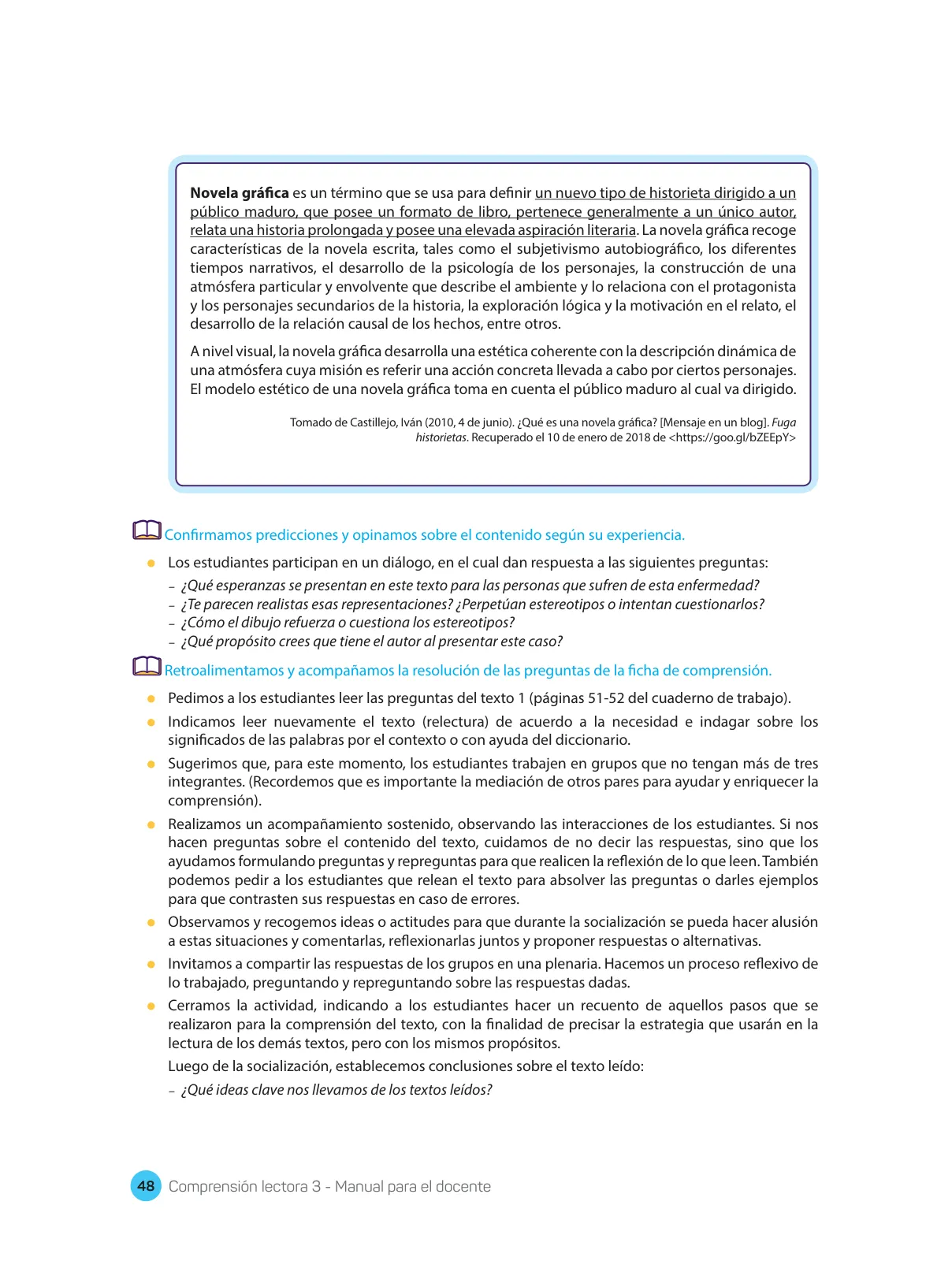 Página 50 de Comprensión lectora : manual para el docente de tercer grado de Secundaria 2018 · 2018