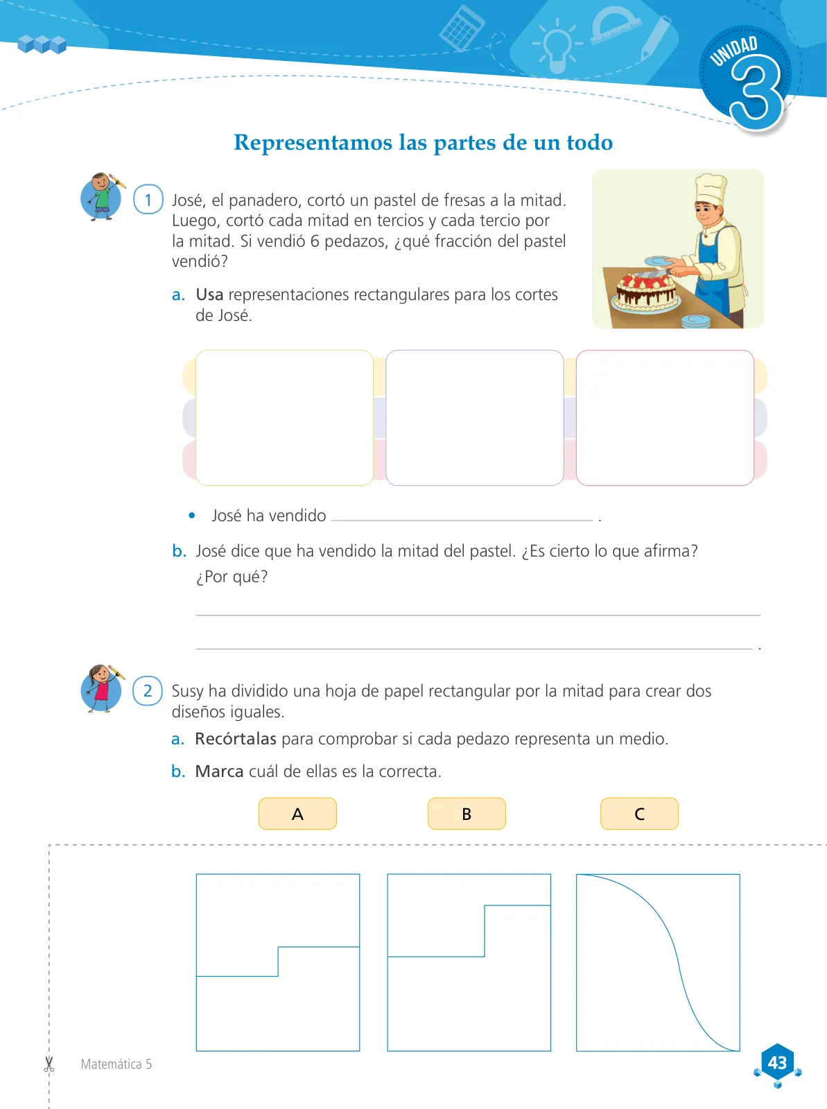 Página 44 de Matemática 5 : cuaderno de trabajo para quinto grado de Educación Primaria 2018 · 2018