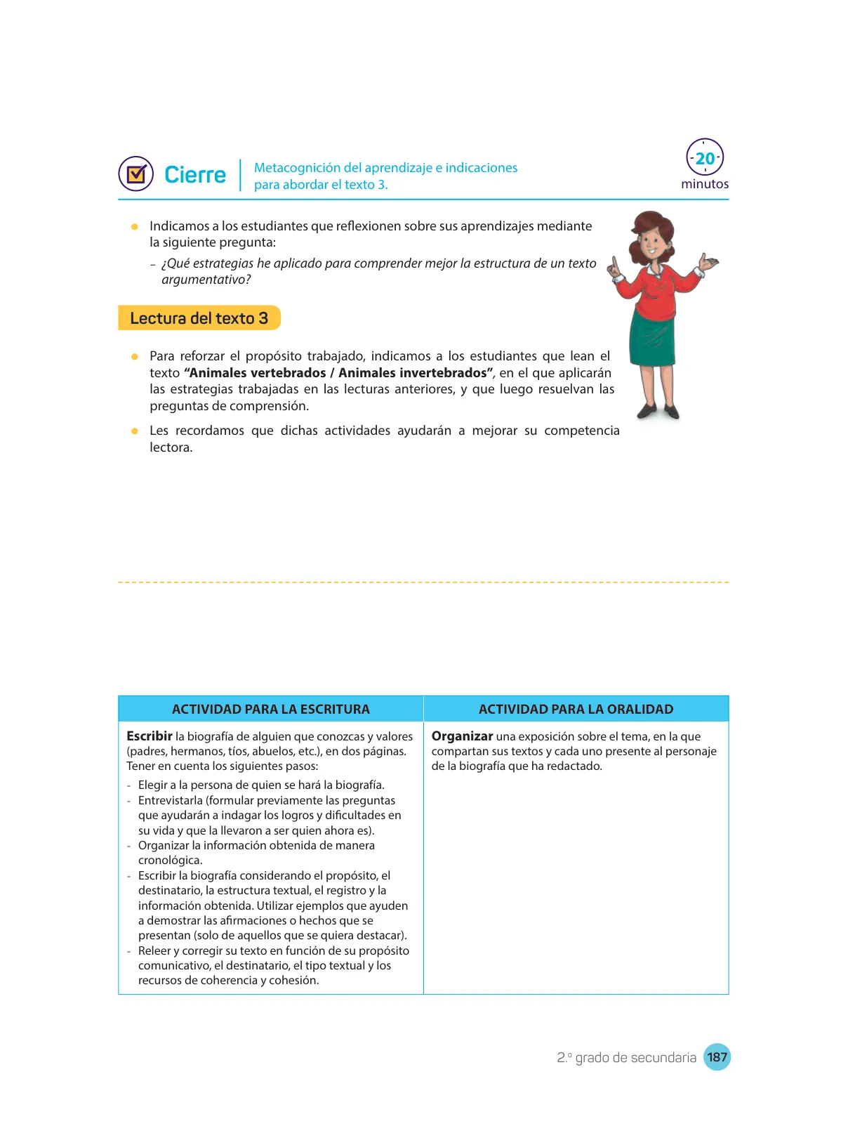 Página 189 de Comprensión lectora : manual para el docente de segundo grado de Secundaria 2018 · 2018