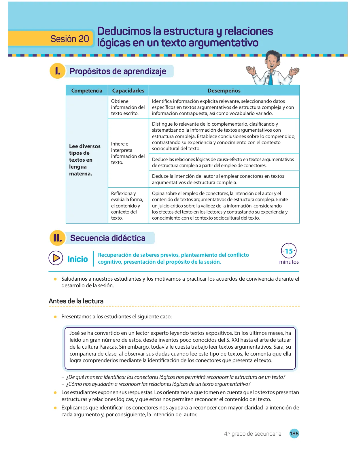 Miniatura página 187 de Comprensión lectora : manual para el docente de cuarto grado de Secundaria 2018 · 2018