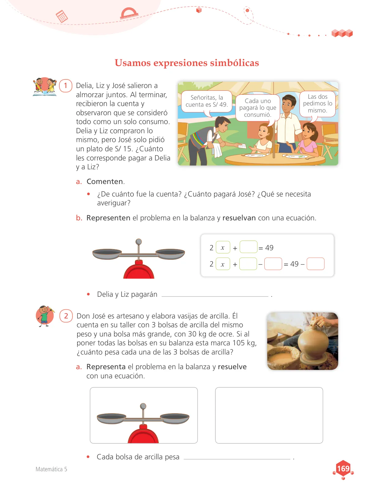 Página 170 de Matemática 5 : cuaderno de trabajo para quinto grado de Educación Primaria 2018 · 2018