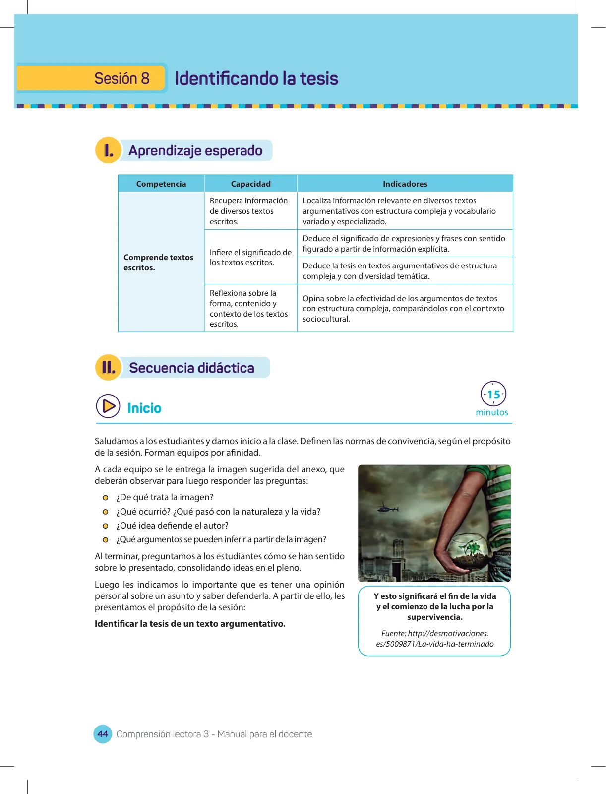 Página 46 de Comprensión lectora 3 : manual para el docente de tercer grado de Secundaria · 2017