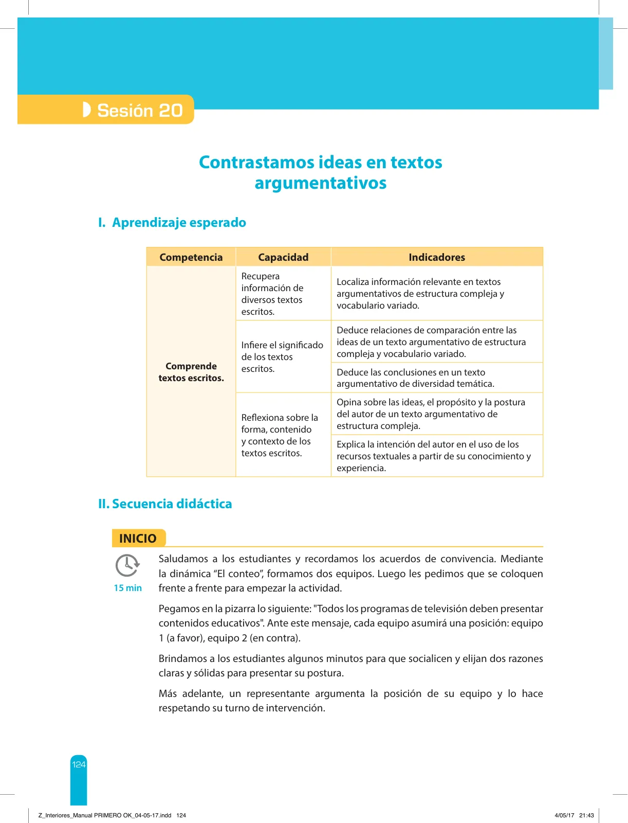 Miniatura página 126 de Comprensión lectora 1 : manual para el docente de primer grado de Secundaria · 2017