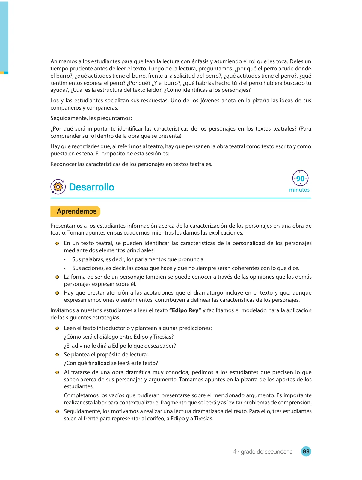 Página 95 de Comprensión lectora 4 : manual para el docente de cuarto grado de Secundaria · 2017