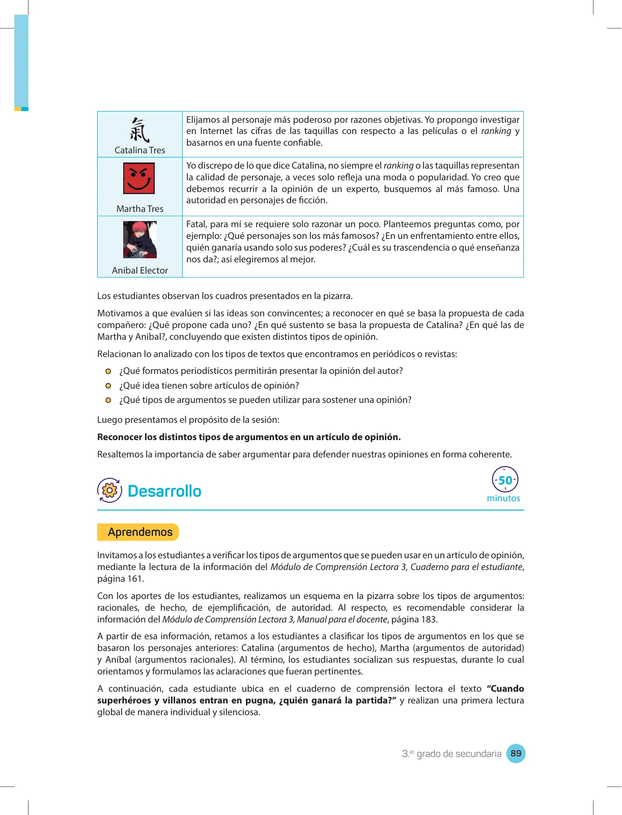 Miniatura página 91 de Comprensión lectora 3 : manual para el docente de tercer grado de Secundaria · 2017