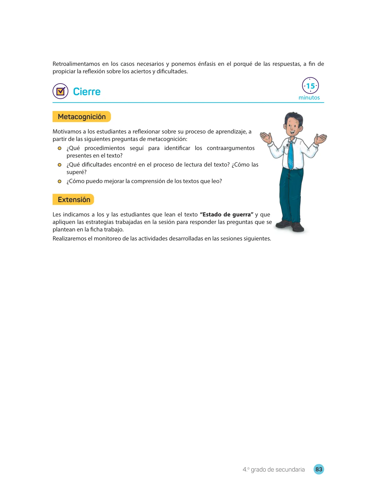 Miniatura página 85 de Comprensión lectora 4 : manual para el docente de cuarto grado de Secundaria · 2017