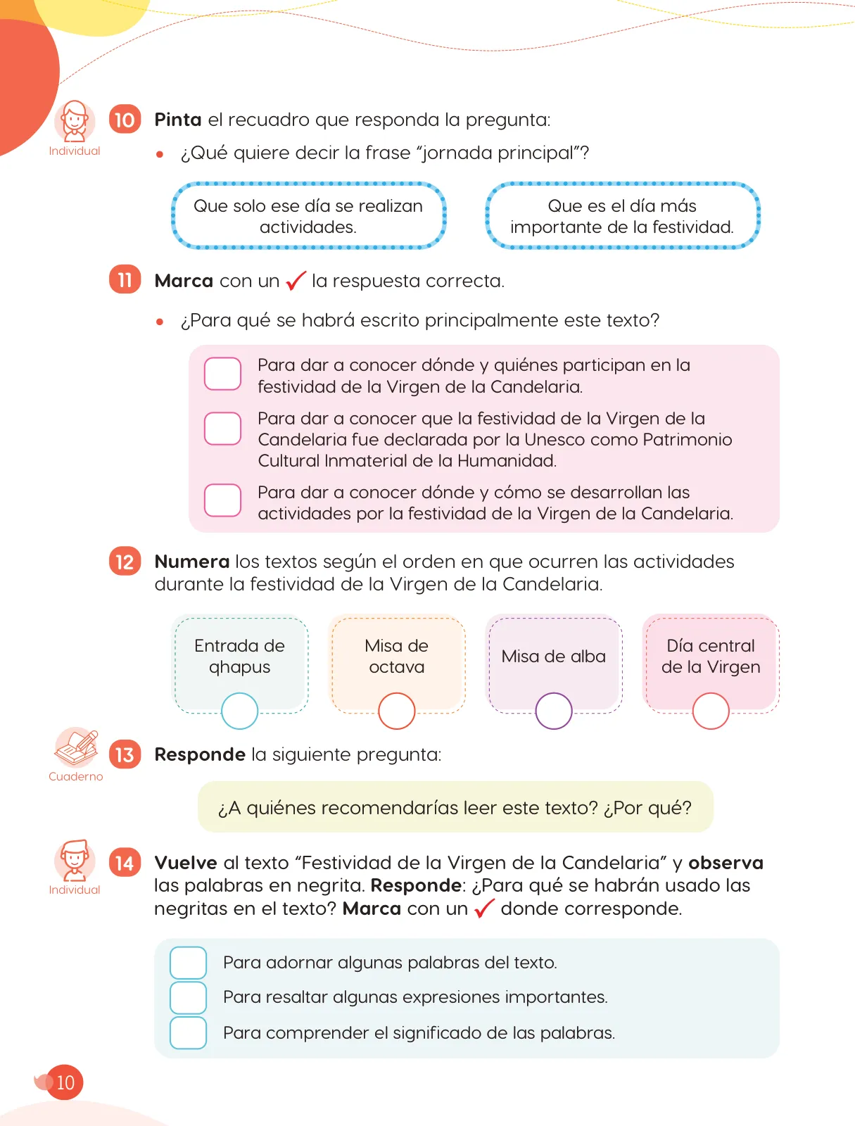 Página 12 de Cuadernillo de Comunicación 4. Cuarto grado de Primaria · 2024