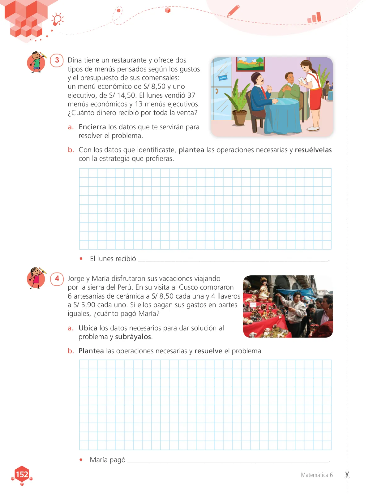 Página 154 de Matemática 6 : cuaderno de trabajo para sexto grado de Educación Primaria 2019 · 2019