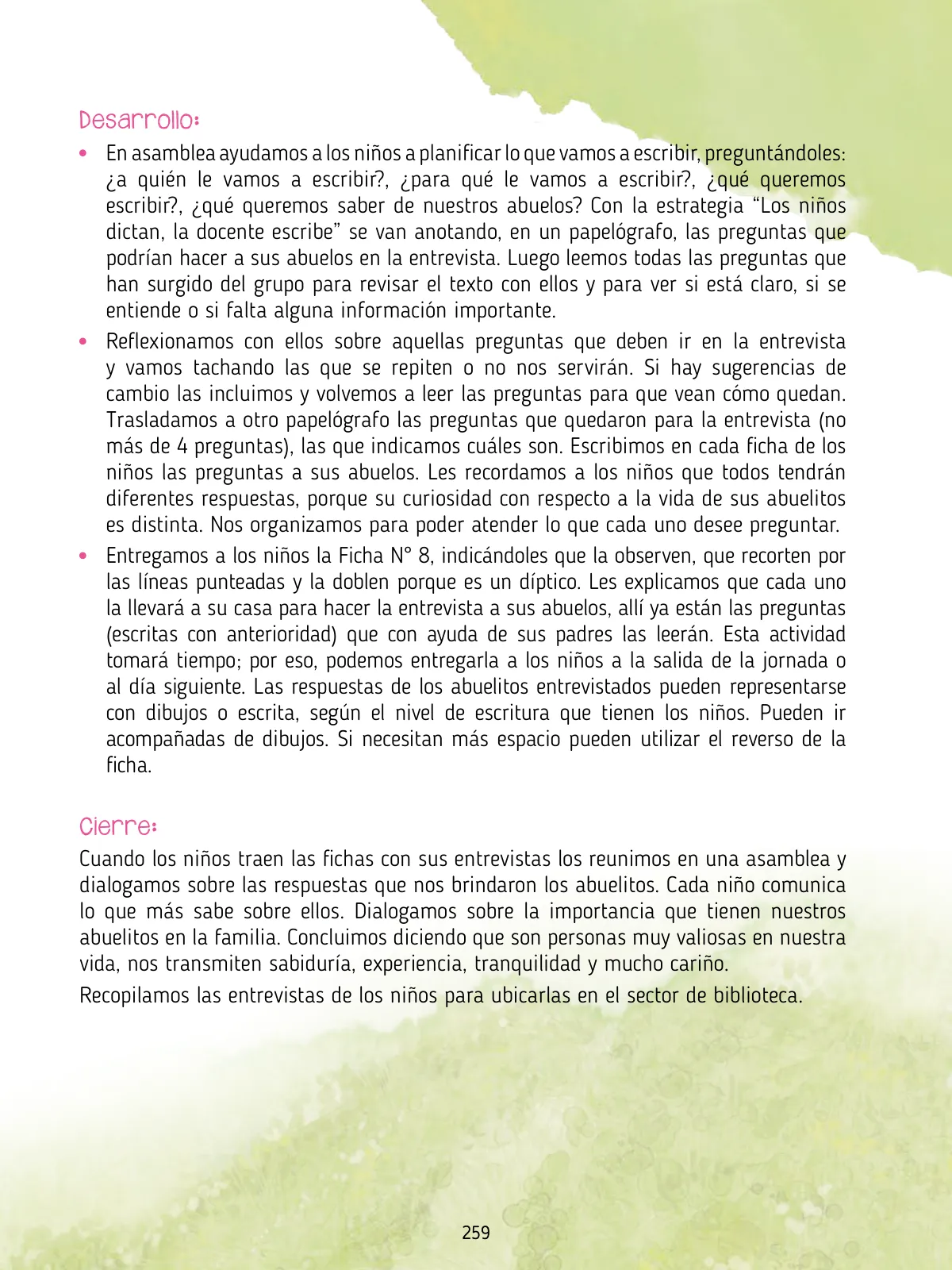 Página 261 de Agenda pedagógica 2017-2018 para docentes de II Ciclo de Instituciones de nivel de Educación Inicial · 2017