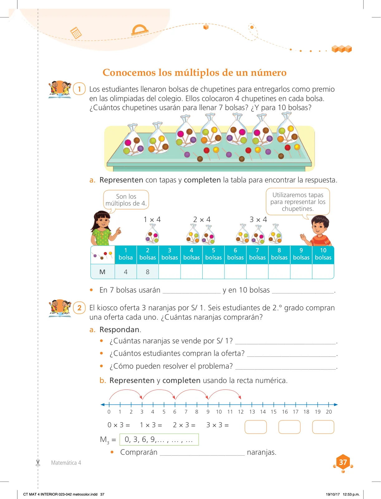 Página 37 de Matemática 4 : cuaderno de trabajo para cuarto grado de Educación Primaria 2018 · 2018