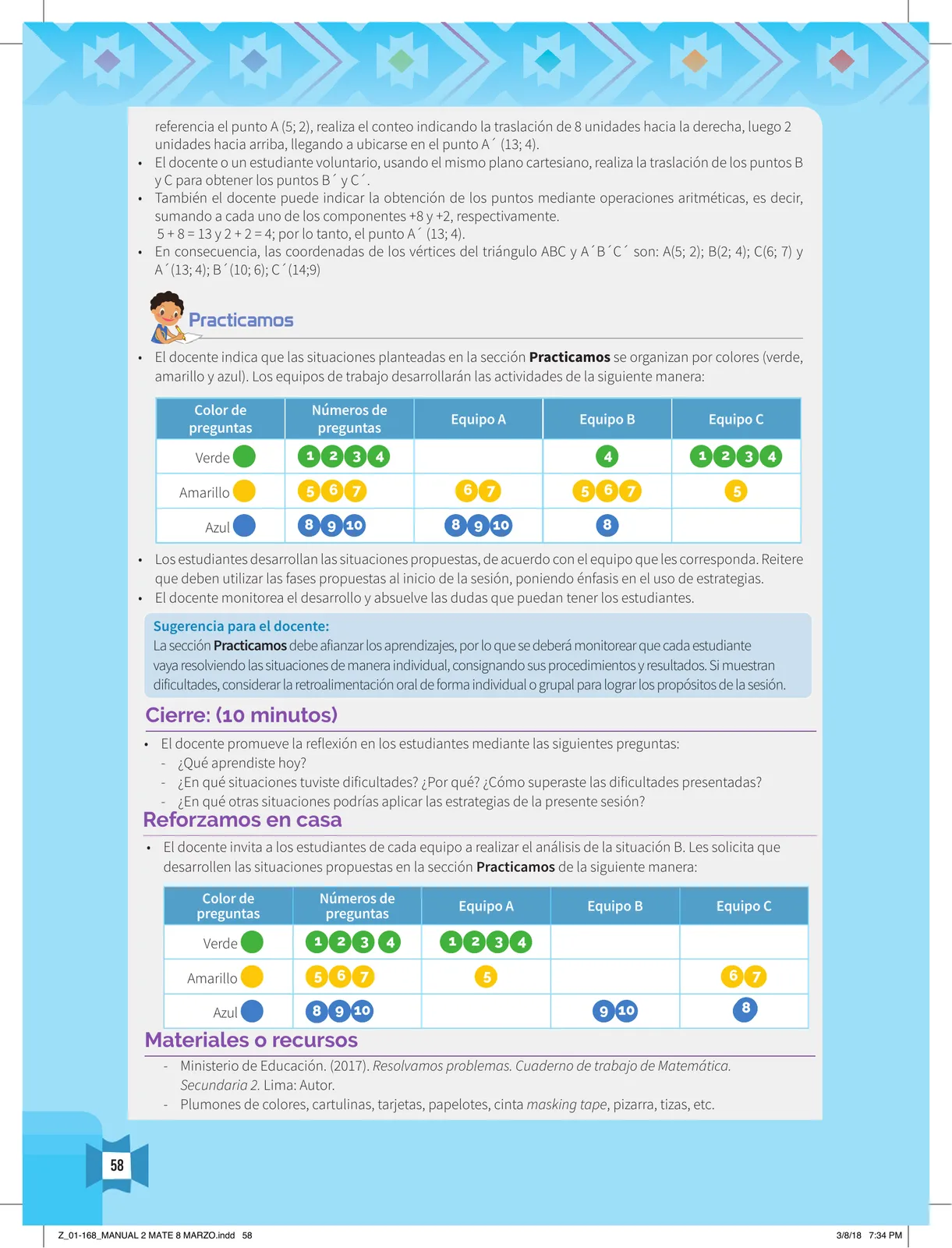 Miniatura página 60 de Resolvamos problemas 2 : manual para el docente 2018 · 2018