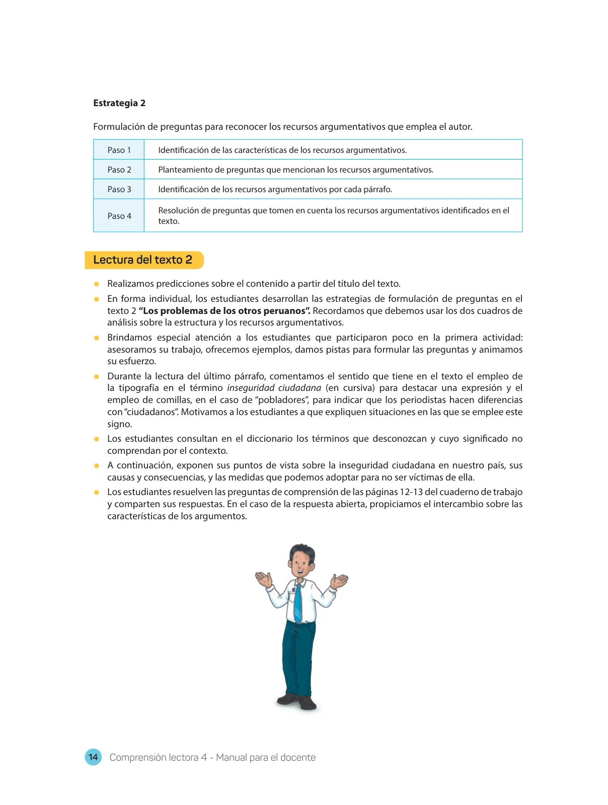Página 16 de Comprensión lectora : manual para el docente de cuarto grado de Secundaria 2018 · 2018