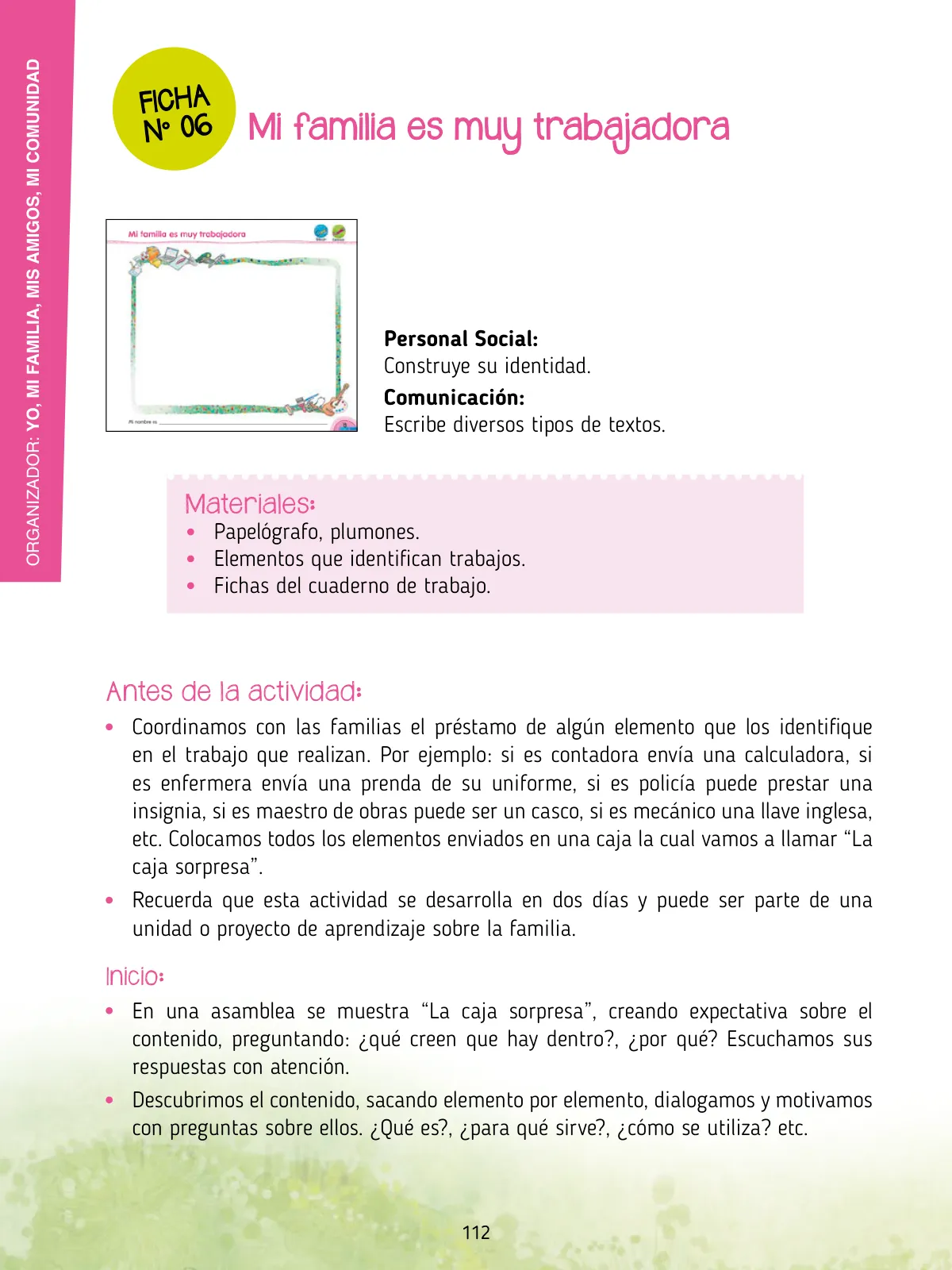 Miniatura página 114 de Agenda pedagógica 2017-2018 para docentes de II Ciclo de Instituciones de nivel de Educación Inicial · 2017