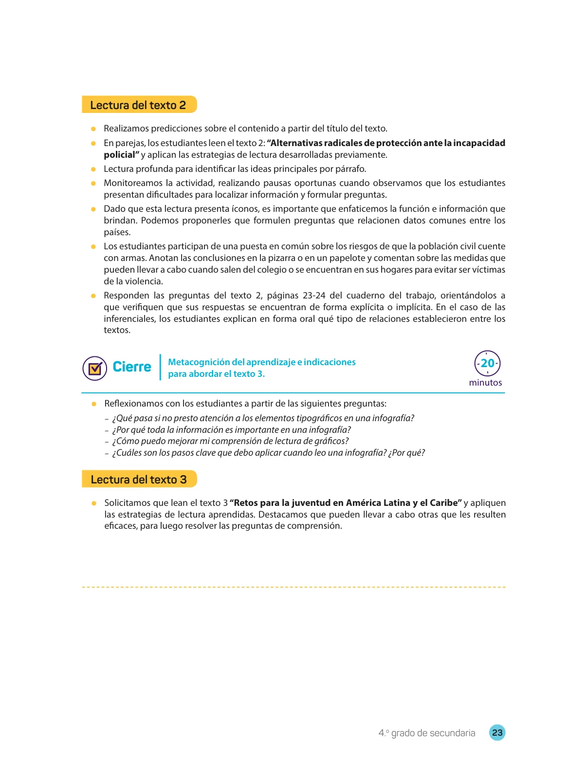 Miniatura página 25 de Comprensión lectora : manual para el docente de cuarto grado de Secundaria 2018 · 2018