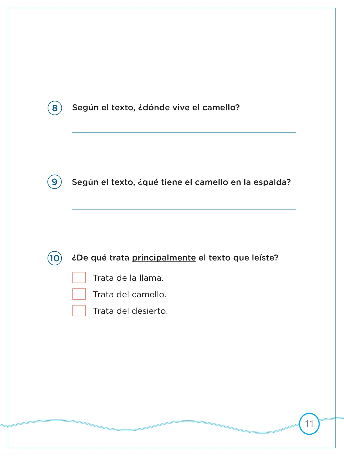 Página 11 de Kit de evaluación Entrada 1 Demostrando lo que aprendimos : Comunicación, primer trimestre, ﻿Segundo grado - Primaria · 2019