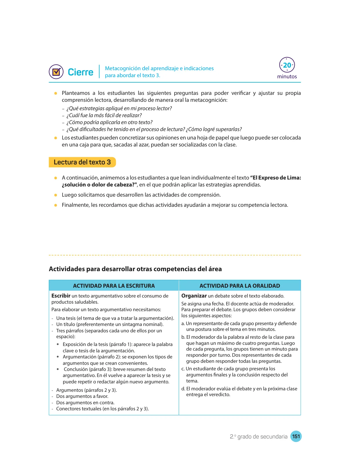 Miniatura página 153 de Comprensión lectora : manual para el docente de segundo grado de Secundaria 2018 · 2018