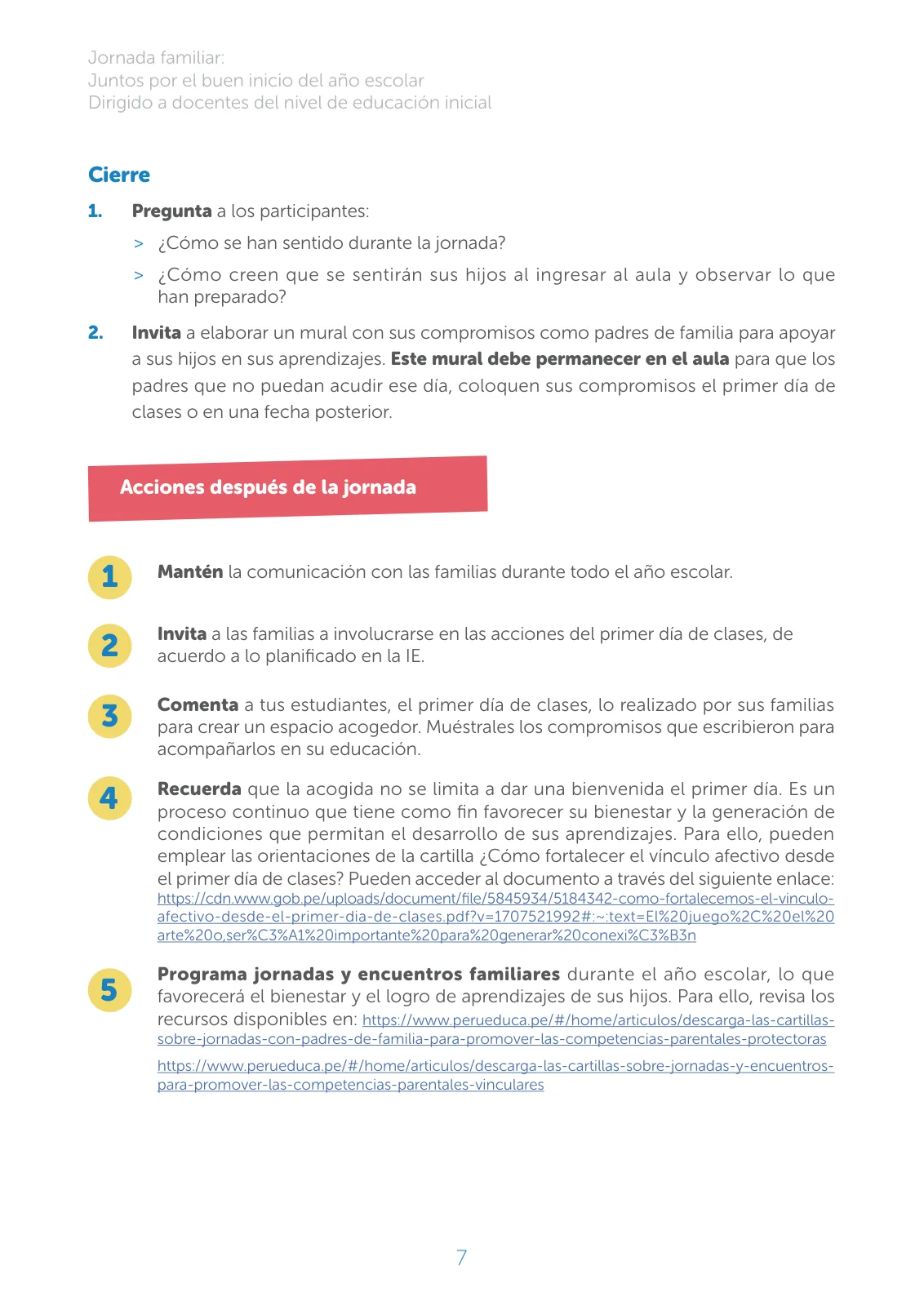 Miniatura página 7 de Jornada familiar : juntos por el buen inicio del año escolar. Dirigido a docentes del nivel de educación inicial · 2025