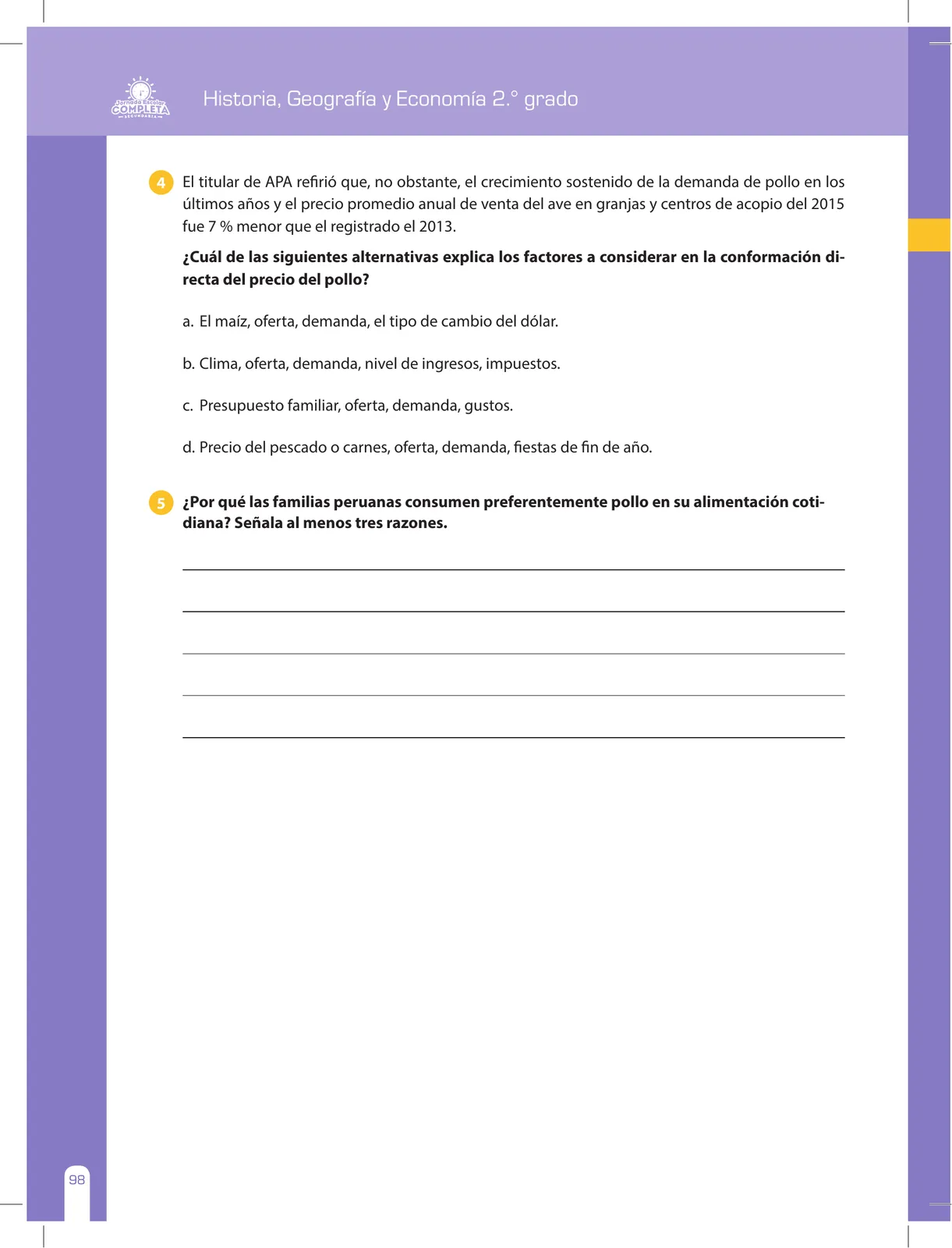 Página 98 de Historia, Geografía y Economía 2 : cuaderno de reforzamiento pedagógico - JEC ﻿ · 2016