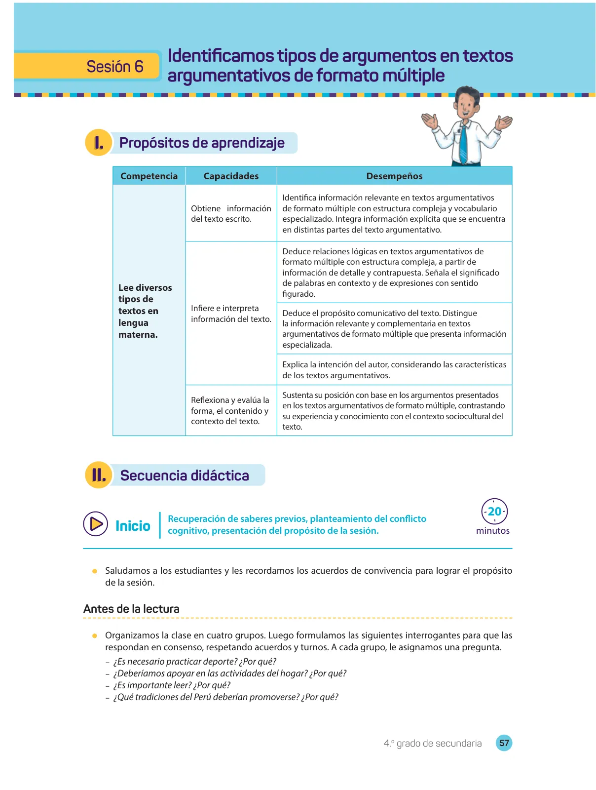 Página 59 de Comprensión lectora : manual para el docente de cuarto grado de Secundaria 2018 · 2018