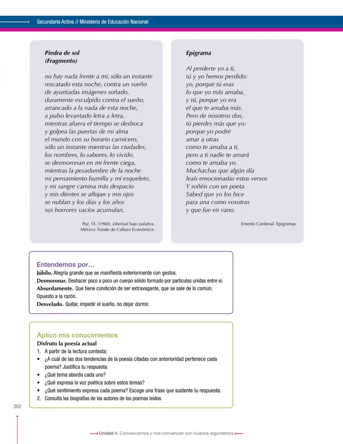 Página 262 de Lenguaje 9° · Secundaria Activa