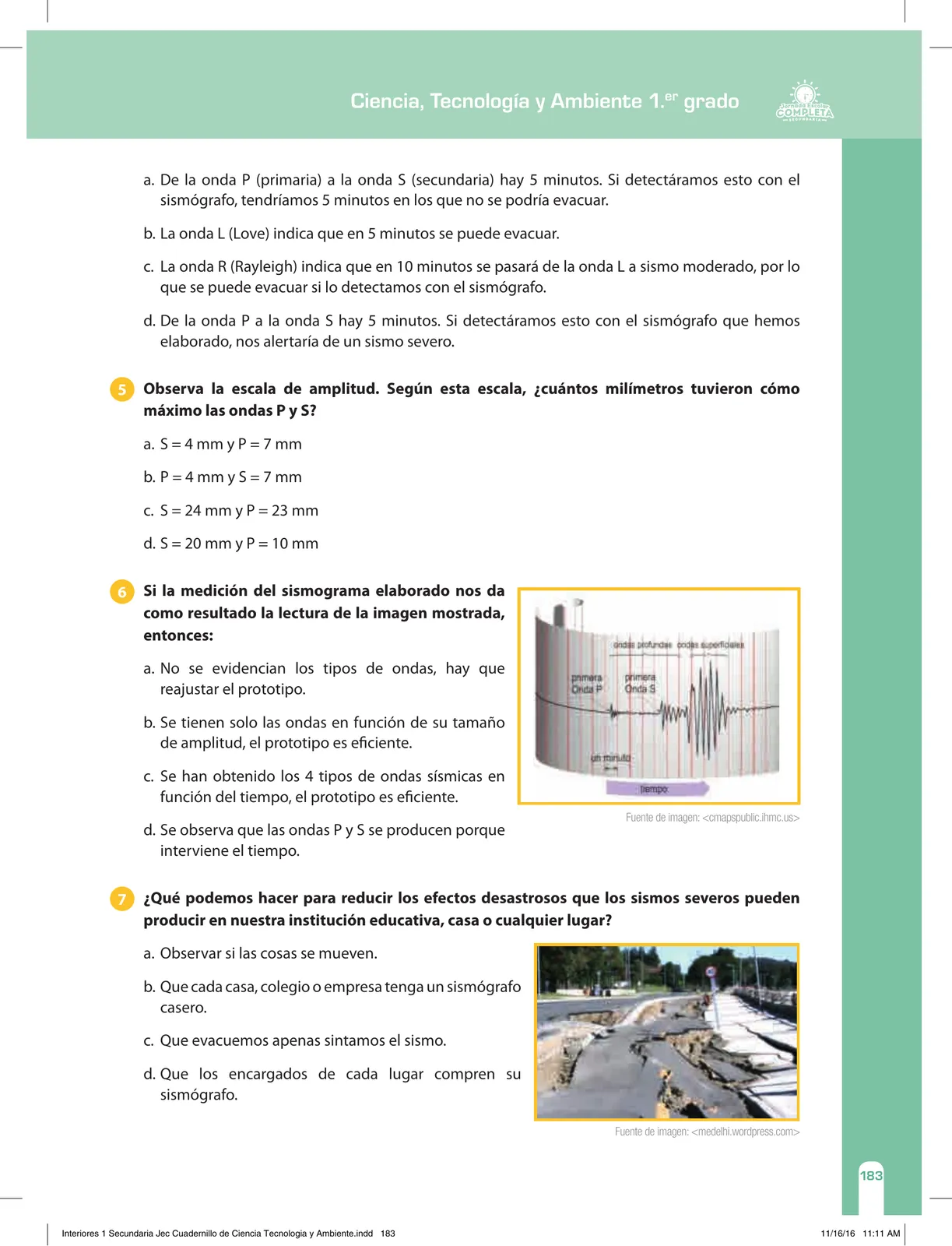 Página 183 de Ciencia, Tecnología y Ambiente 1. Cuaderno de reforzamiento pedagógico - JEC · 2016
