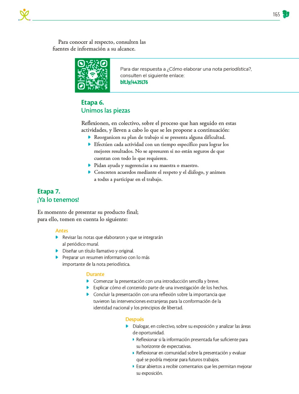 Miniatura página 166 de Colección Sk´asolil. Nuestro libro de Proyectos.  Tomo II.  Libro de Educación Telesecundaria Grado 2°  Ciclo Escolar 2025 - 2026