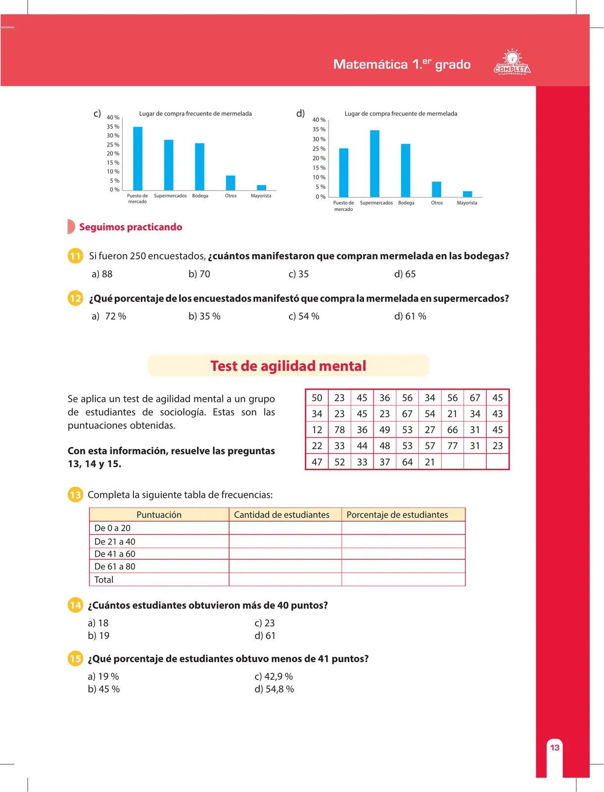 Miniatura página 13 de Matemática 1 : cuaderno de reforzamiento pedagógico - JEC · 2016