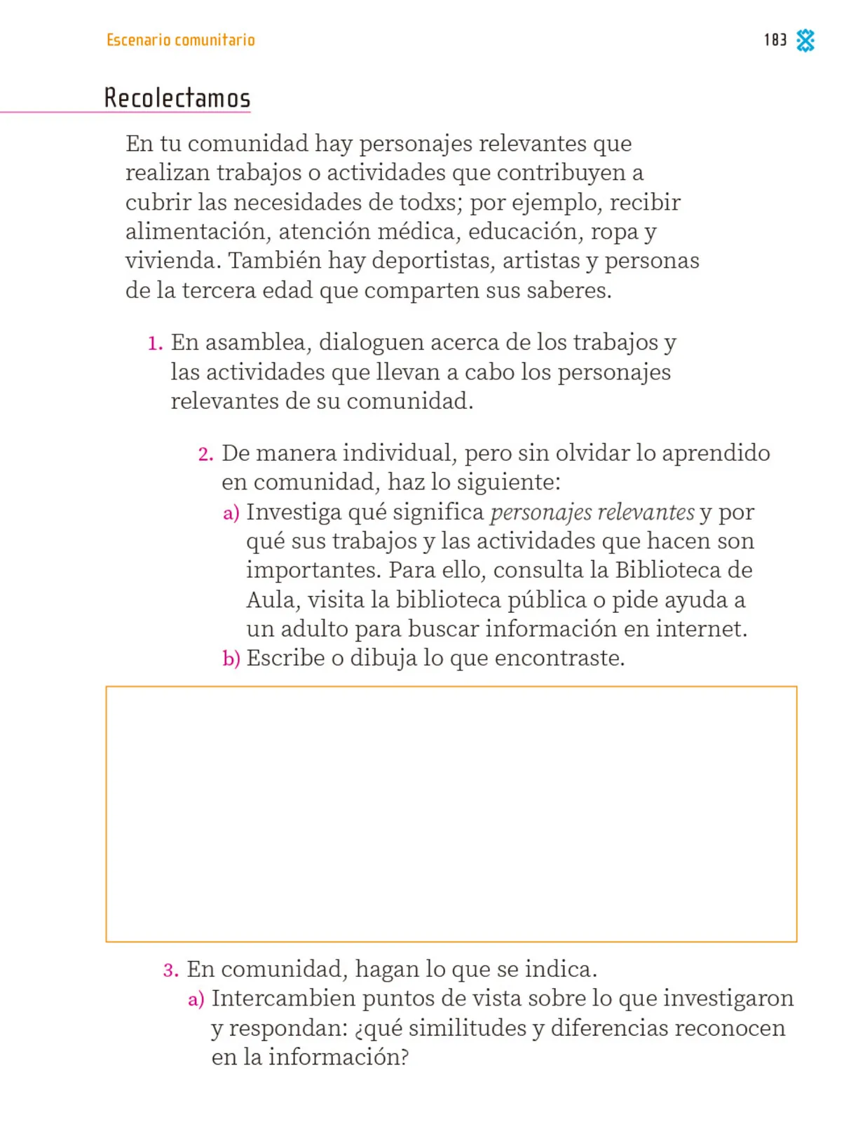 Página 184 de Proyectos Comunitarios. Libro de Educación Primaria Grado 1° Ciclo Escolar 2025 - 2026