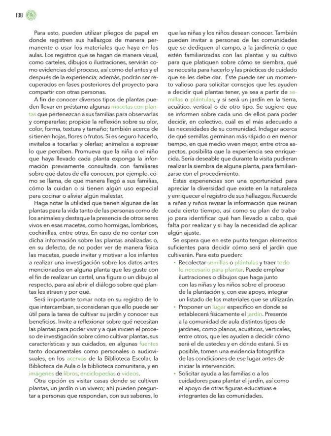 Página 131 de Modalidades de trabajo para la acción transformadora y el codiseño Libro de Educación Preescolar Grado 1°, 2°, 3° Ciclo Escolar 2025 - 2026