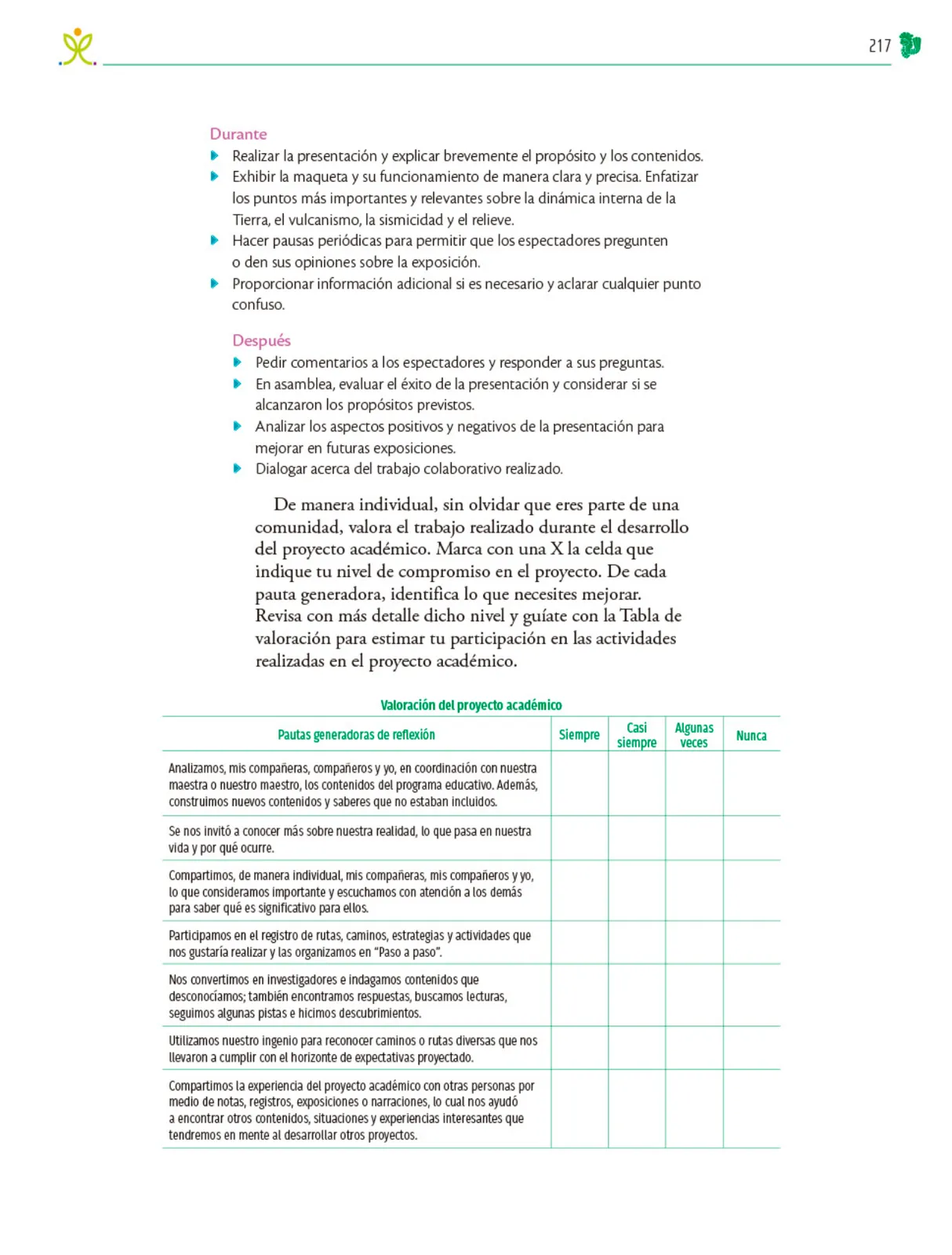 Miniatura página 218 de Colección Ximhai. Nuestro libro de Proyectos. Tomo I.   Libro de Educación Telesecundaria Grado 1°  Ciclo Escolar 2025 - 2026