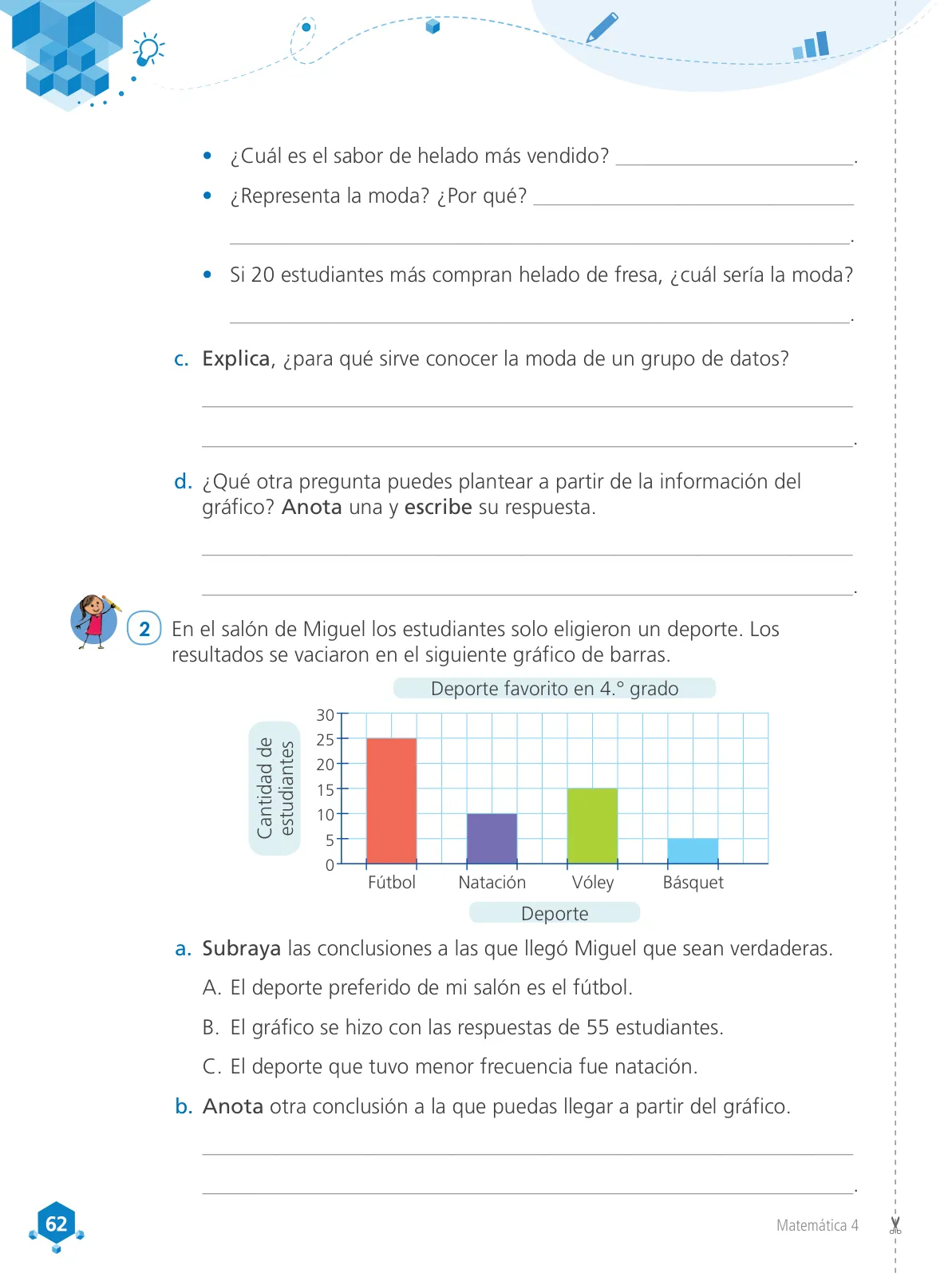 Miniatura página 64 de Matemática 4 : cuaderno de trabajo para cuarto grado de Educación Primaria 2019 · 2019