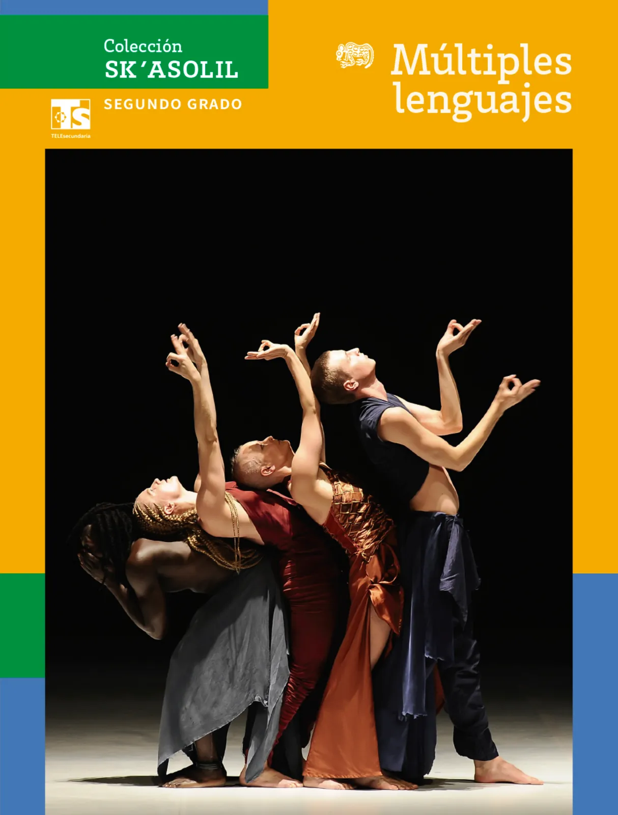 Portada de Colección Sk´asolil. Múltiples lenguajes. Libro de Educación Telesecundaria Grado 2° Ciclo Escolar 2025 - 2026