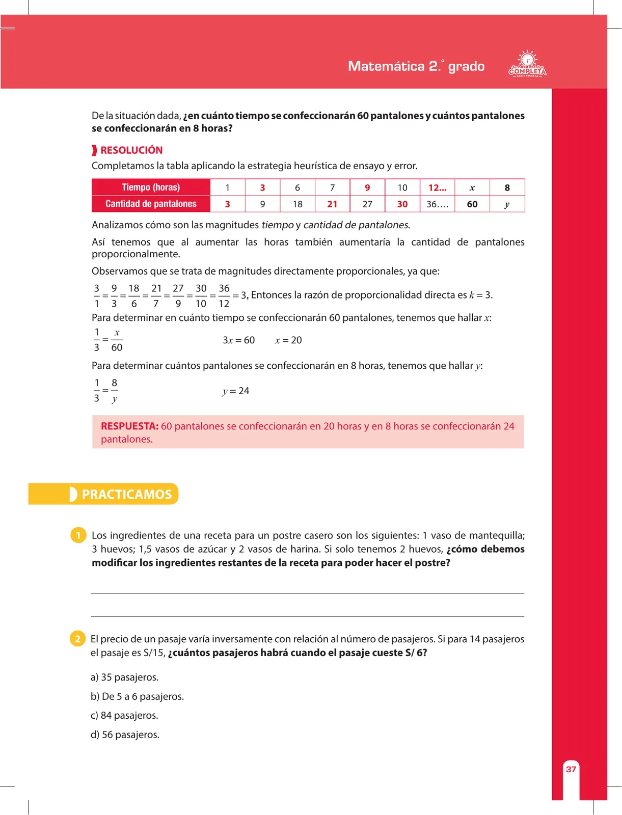 Miniatura página 37 de Matemática 2 : cuaderno de reforzamiento pedagógico - JEC · 2016