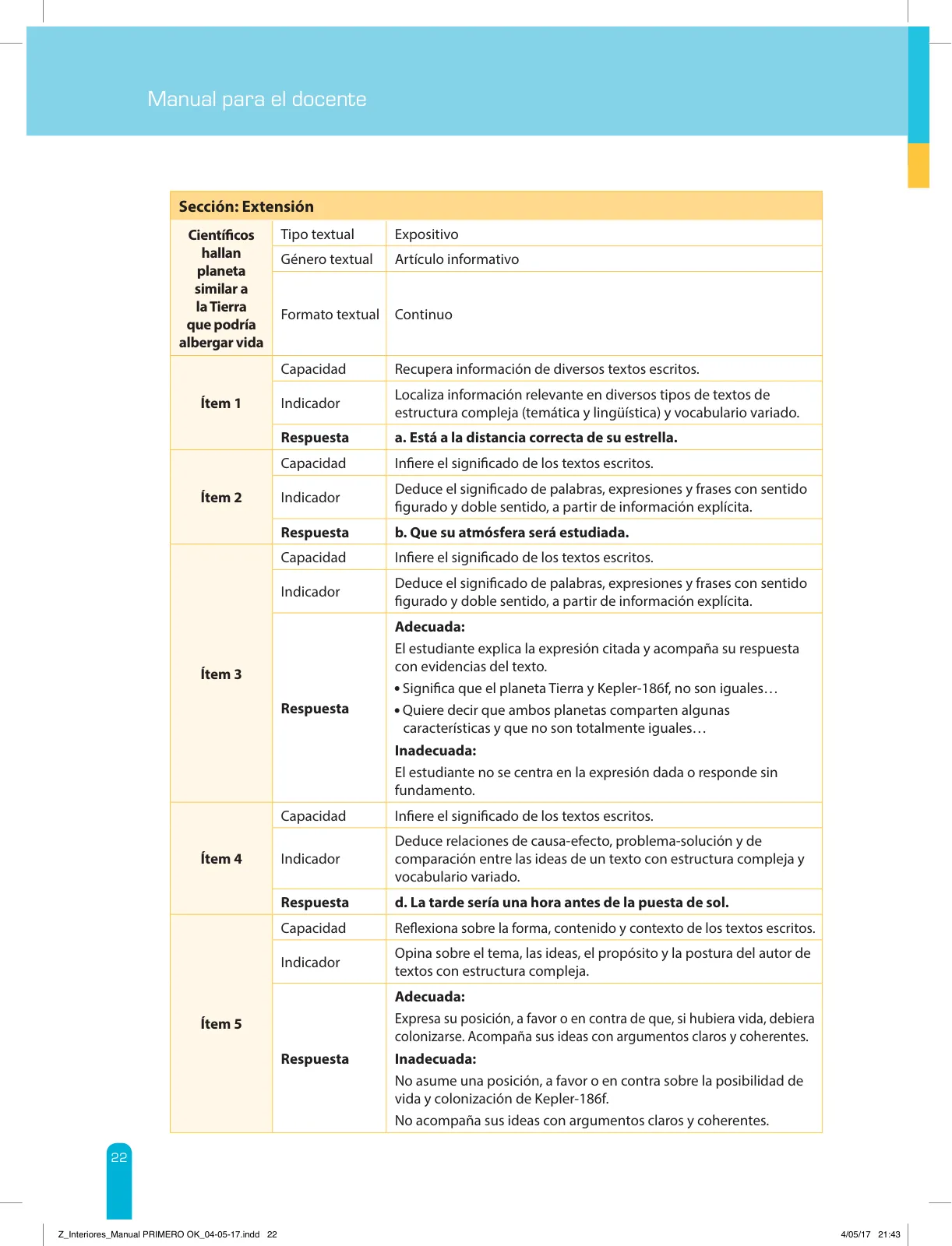 Página 24 de Comprensión lectora 1 : manual para el docente de primer grado de Secundaria · 2017