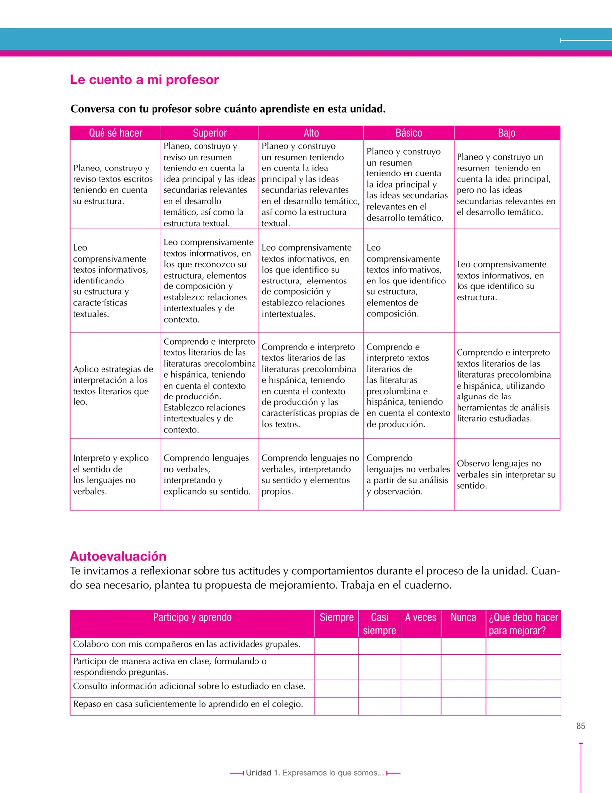Página 85 de Lenguaje 9° · Secundaria Activa