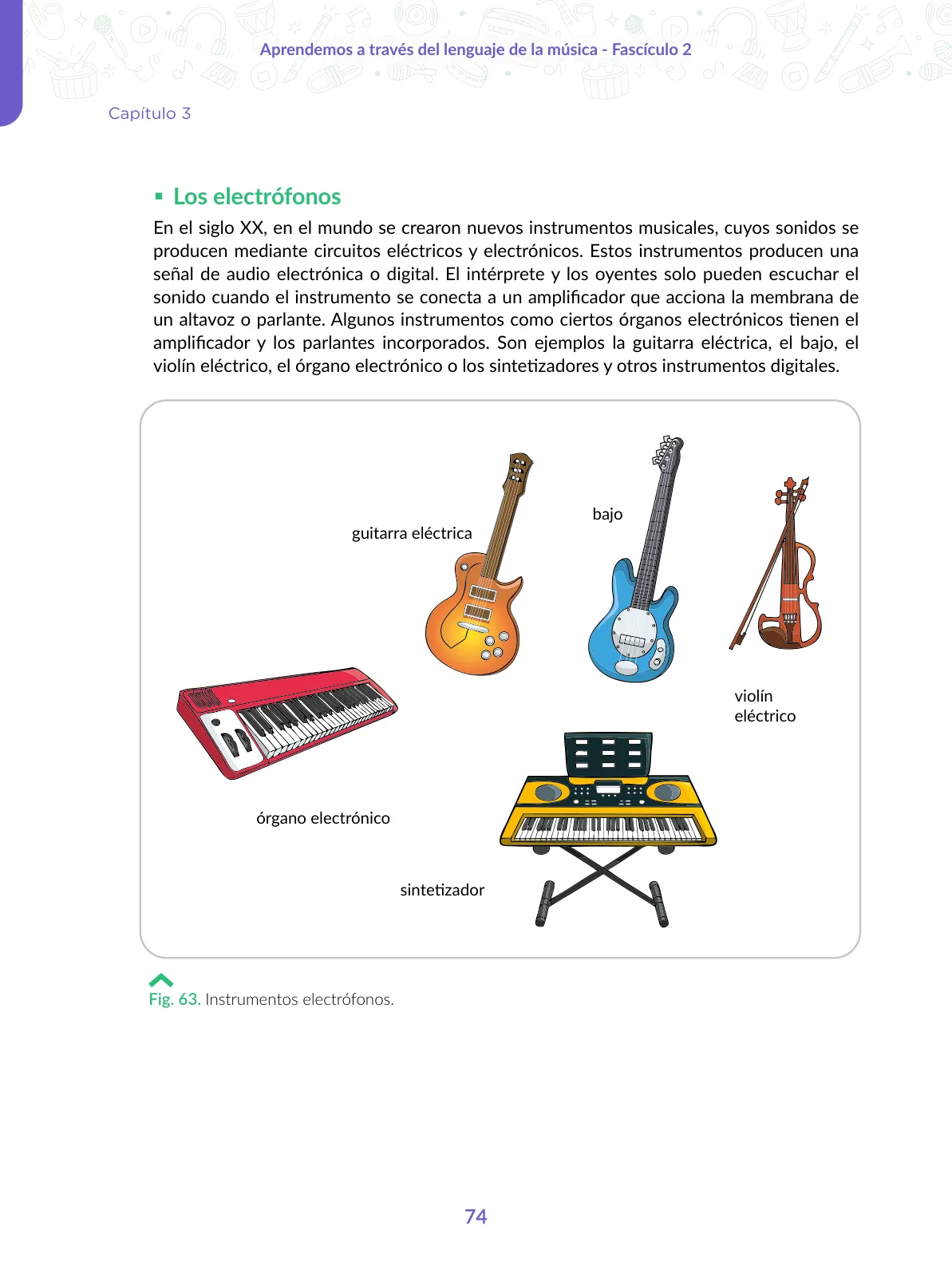 Miniatura página 74 de Aprendemos a través del lenguaje de la música Fascículo 2 para estudiantes de Educación Secundaria · 2024