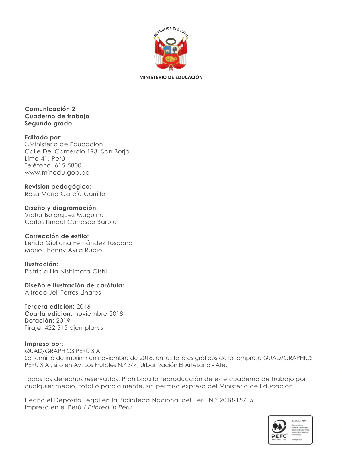 Miniatura página 4 de Comunicación 2 : cuaderno de trabajo para segundo grado de Educación Primaria 2019 · 2019