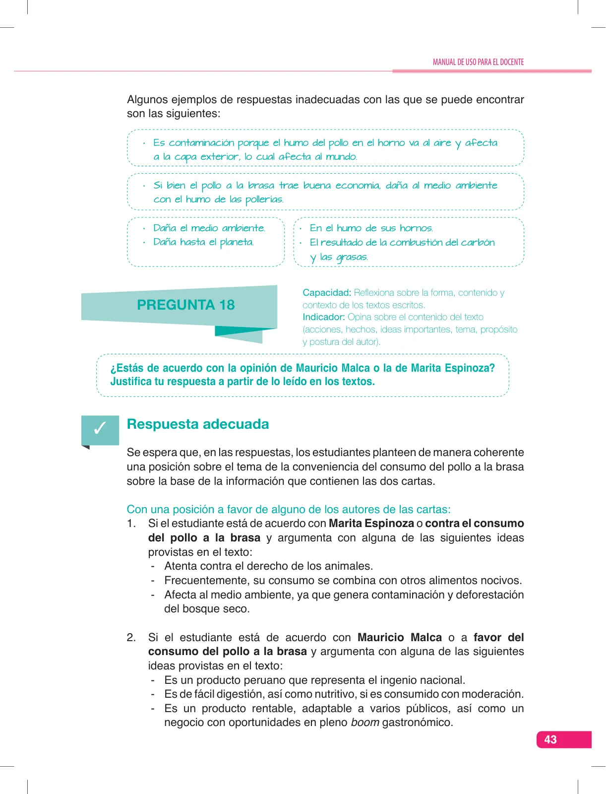 Miniatura página 43 de Comunicación, kit de evaluación Demostrando lo que aprendimos, 2do. secundaria : manual de uso para el docente · 2016