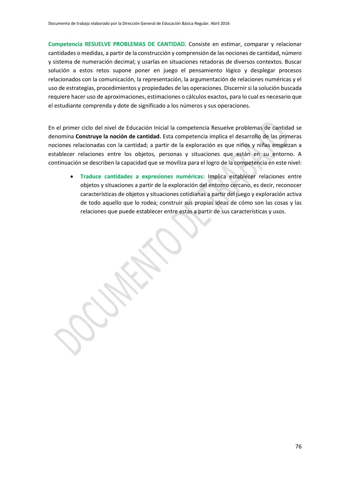 Miniatura página 76 de Programa curricular de Educación Inicial · 2016