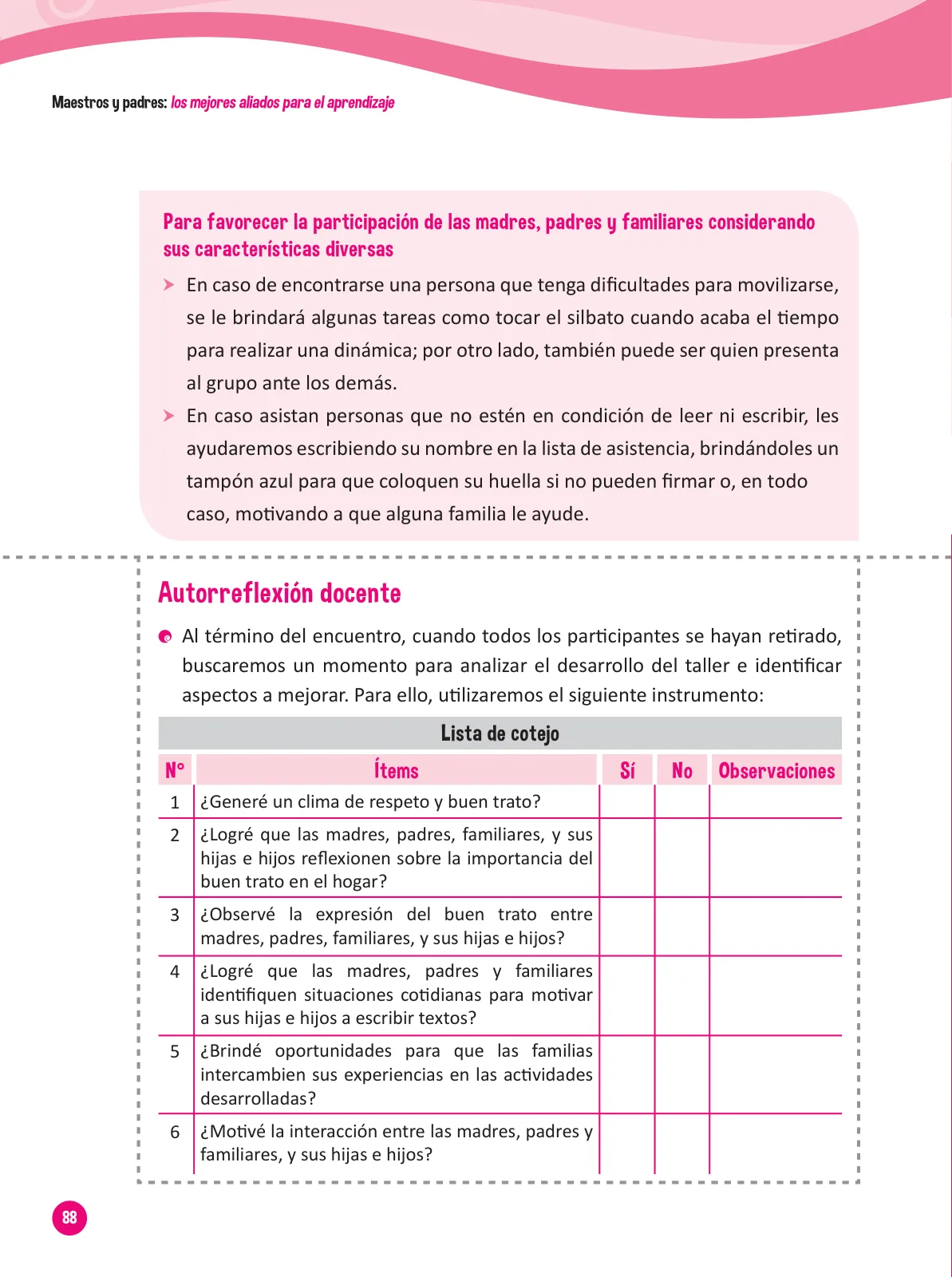 Página 90 de Guía para el trabajo docente con las familias del ciclo III de Primaria · 2016
