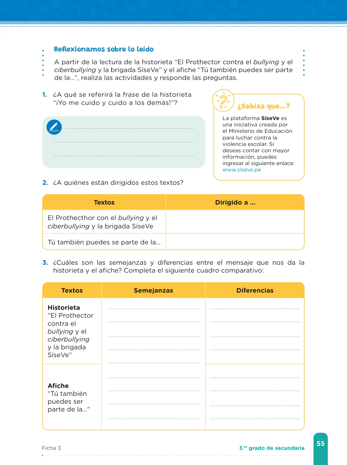 Miniatura página 57 de Fichas de aprendizaje de Comunicación 3 · 2024