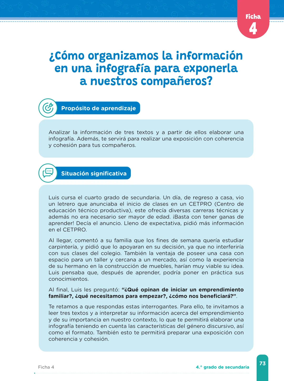 Página 75 de Fichas de aprendizaje de Comunicación 4 · 2024