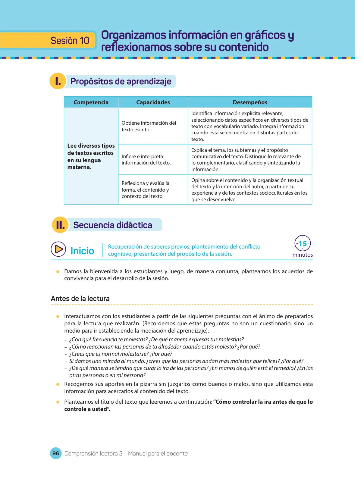 Miniatura página 98 de Comprensión lectora : manual para el docente de segundo grado de Secundaria 2018 · 2018